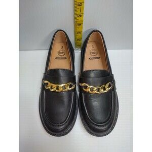 Lug Loafers Size 13 Mules Oxfords Gold Chain Black Wonder Nation Little Girls